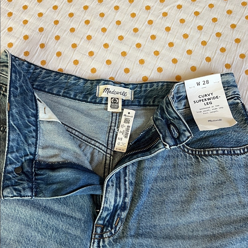 NWT Madewell Curvy Superwide-Leg Jeans Size 28 Billings Wash Airy Denim Edition - Picture 6 of 8